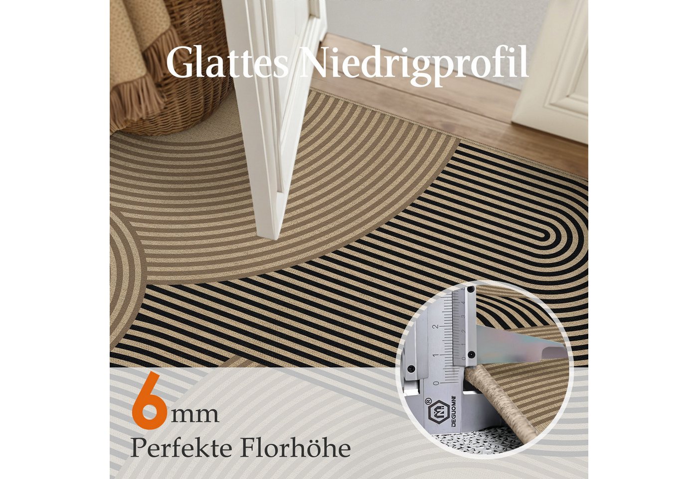 PURECOZY Teppich Juteteppich, rutschfest und pflegeleicht, rechteckig, Höhe: 5 mm, geeignet für verschiedene Innenräume – Bild 3 von 5