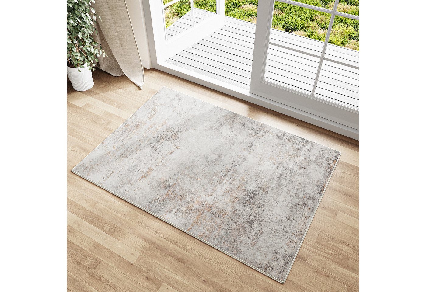PURECOZY Teppich Kurzflo, Abstrakter Stil Teppich, rutschfest und pflegeleicht, rechteckig, Höhe: 6.1 mm, geeignet für verschiedene Innenräume – Bild 2 von 5
