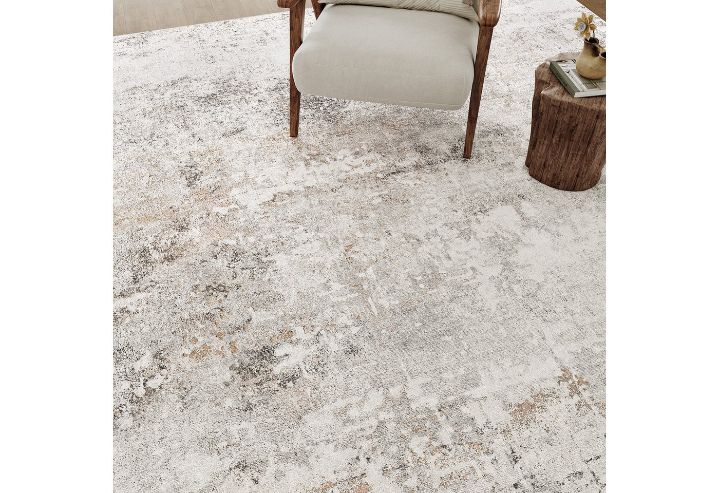 PURECOZY Teppich Kurzflo, Abstrakter Stil Teppich, rutschfest und pflegeleicht, rechteckig, Höhe: 6.1 mm, geeignet für verschiedene Innenräume – Bild 4 von 5