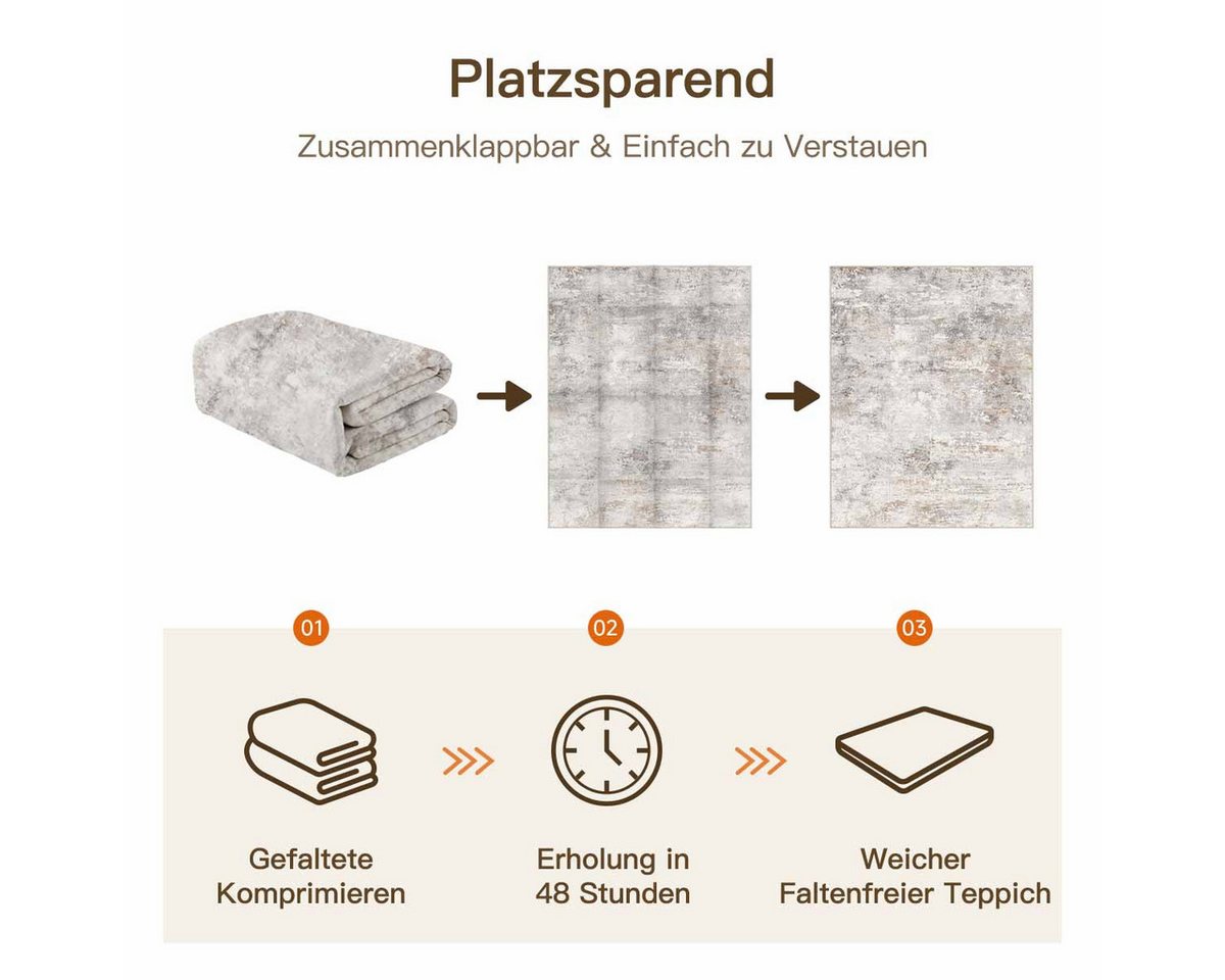 PURECOZY Teppich Kurzflo, Abstrakter Stil Teppich, rutschfest und pflegeleicht, rechteckig, Höhe: 6.1 mm, geeignet für verschiedene Innenräume – Bild 5 von 5