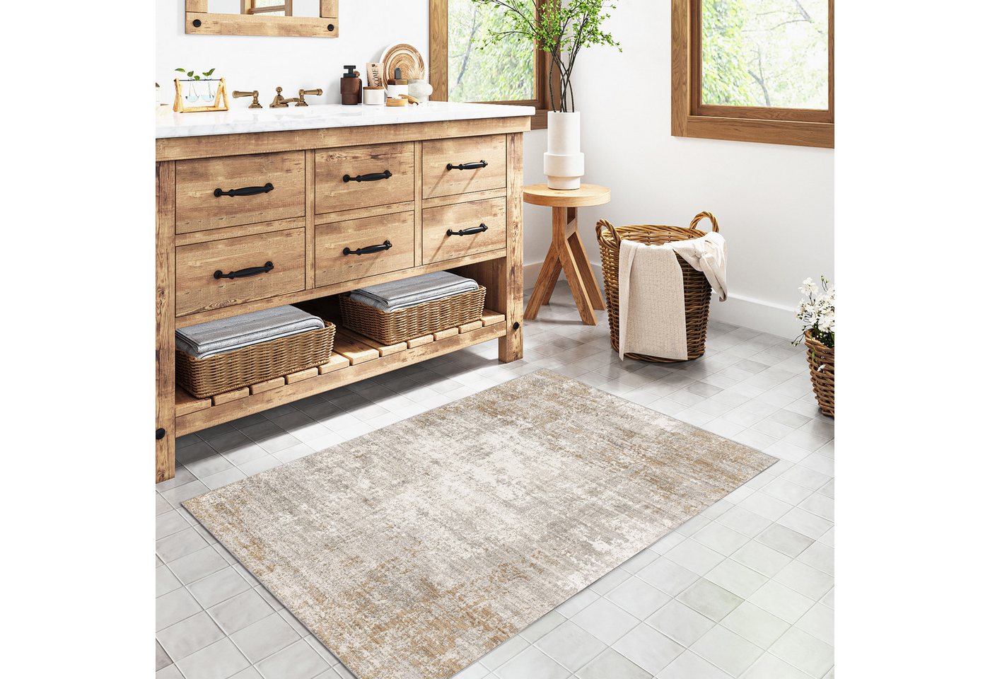 PURECOZY Teppich Kurzflo, Abstrakter Stil Teppich, rutschfest und pflegeleicht, rechteckig, Höhe: 6.1 mm, geeignet für verschiedene Innenräume – Bild 2 von 3
