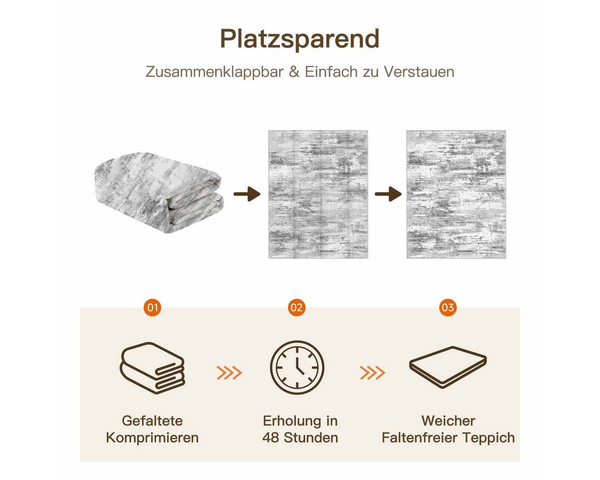 PURECOZY Teppich Kurzflor, Abstrakter Stil, waschbar, rutschfest und pflegeleicht, rechteckig, Höhe: 6.1 mm, geeignet für verschiedene Innenräume – Bild 3 von 5