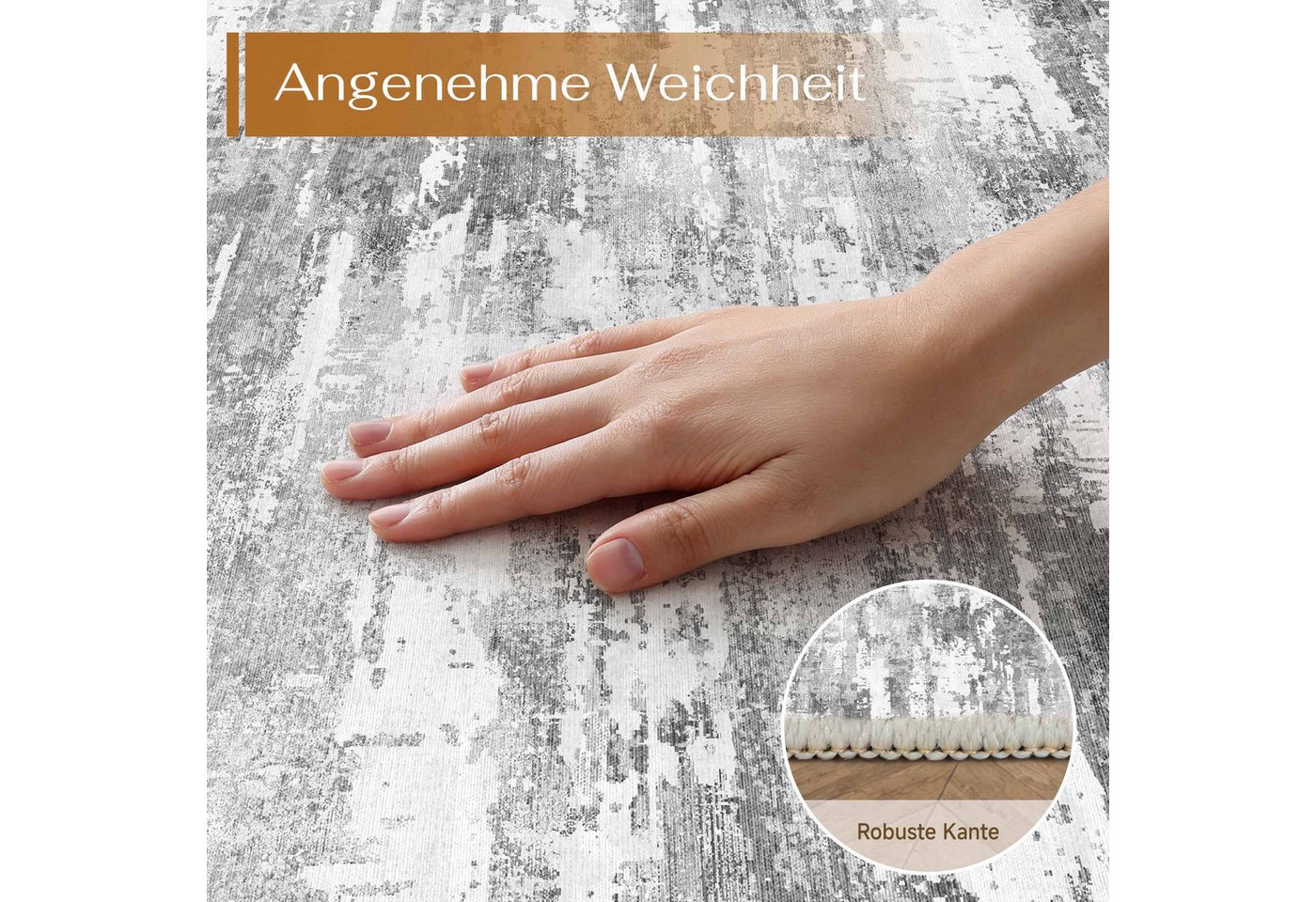 PURECOZY Teppich Kurzflor, Abstrakter Stil, waschbar, rutschfest und pflegeleicht, rechteckig, Höhe: 6.1 mm, geeignet für verschiedene Innenräume – Bild 4 von 5