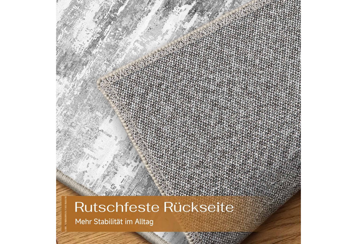 PURECOZY Teppich Kurzflor, Abstrakter Stil, waschbar, rutschfest und pflegeleicht, rechteckig, Höhe: 6.1 mm, geeignet für verschiedene Innenräume – Bild 5 von 5