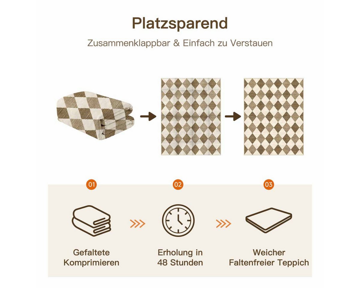 PURECOZY Teppich Kurzflor, Moderner karierter Teppich, waschbar und rutschfest, rechteckig, Höhe: 6.1 mm, geeignet für verschiedene Innenräume – Bild 3 von 5