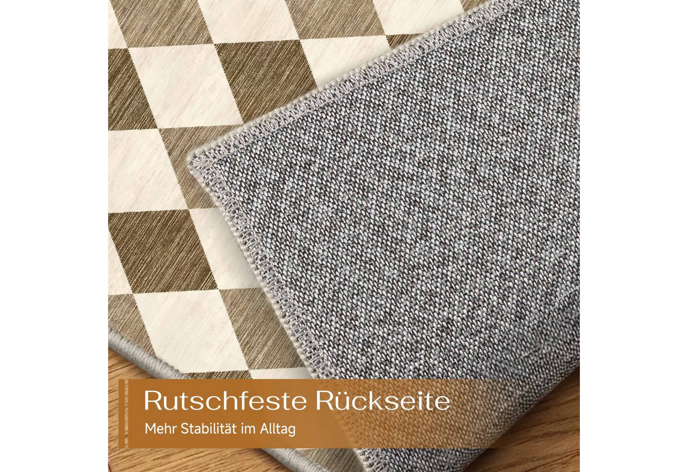 PURECOZY Teppich Kurzflor, Moderner karierter Teppich, waschbar und rutschfest, rechteckig, Höhe: 6.1 mm, geeignet für verschiedene Innenräume – Bild 5 von 5