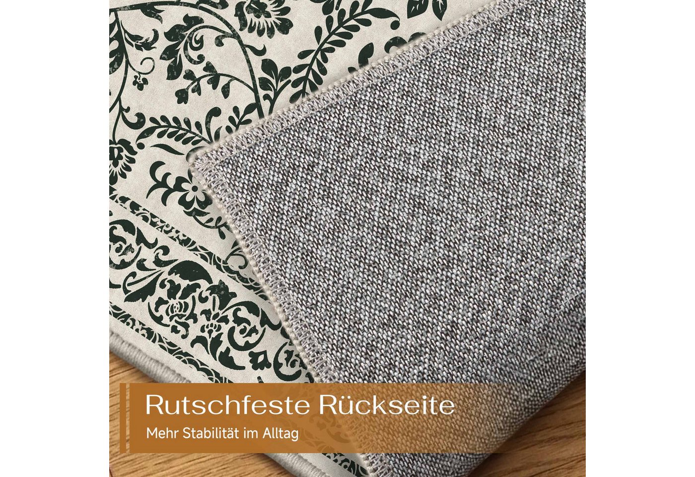 PURECOZY Teppich Kurzflor, Elegantes Blumenmuster, Rutschfest & Waschbar, Rechteckig, Höhe: 6.1 mm, geeignet für verschiedene Innenräume, 60x90 cm – Bild 5 von 5
