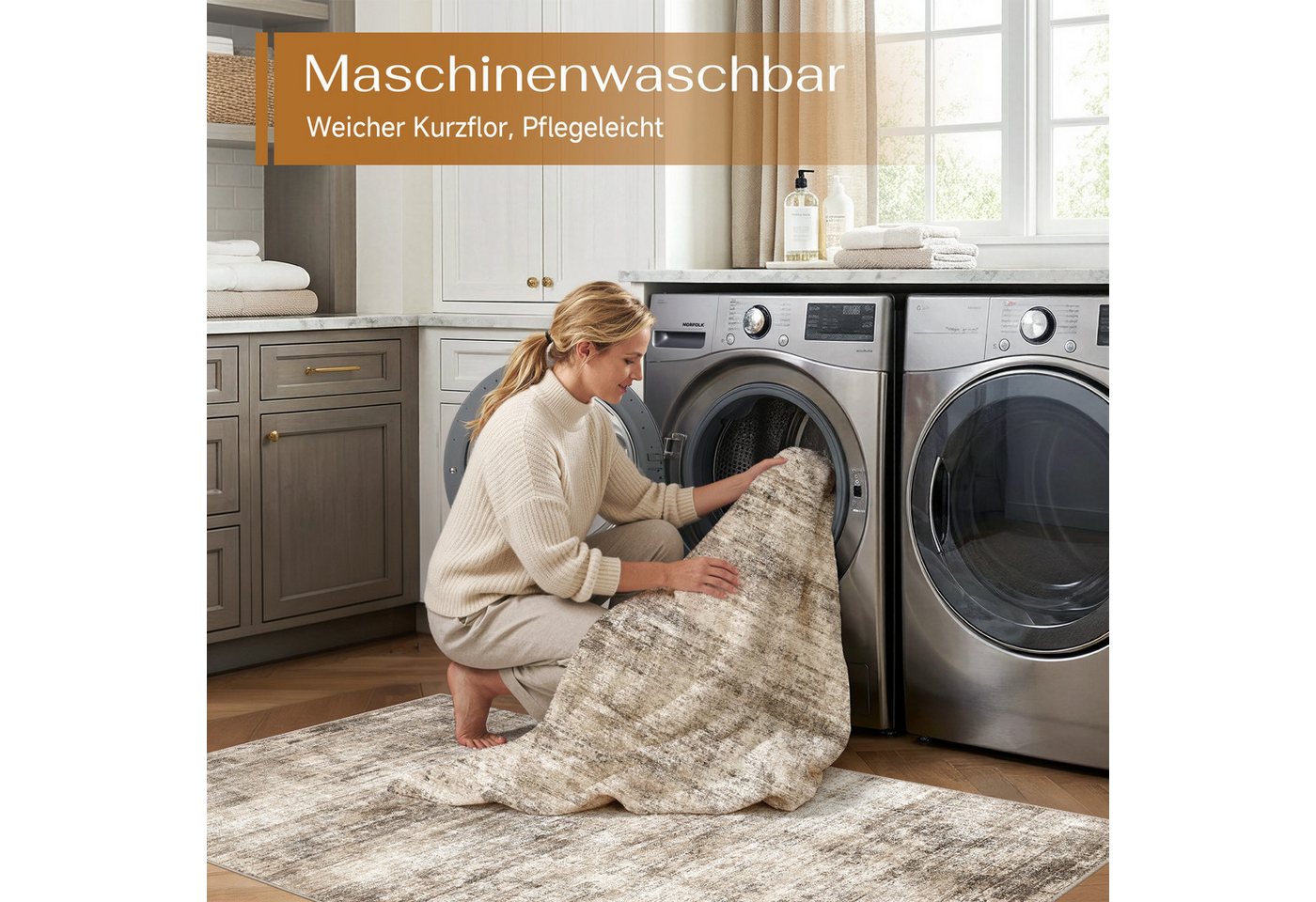 PURECOZY Teppich Kurzflor, modern abstrakt im Scandi-Look, rutschfest, weich, kuschelig, Rechteckig, Höhe: 5 mm, 160x230, 200x300, 300x400 cm, geeignet für vers – Bild 5 von 5