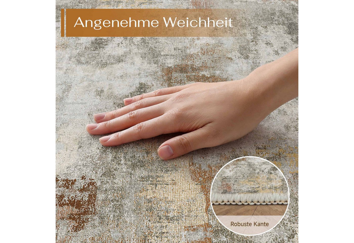 PURECOZY Teppich Kurzflor, modern abstrakt Scandi-Look, waschbar & weich, Rechteckig, Höhe: 5 mm, geeignet für Innenräume, 120x180, 160x230, 200x300, 300x400 cm – Bild 3 von 5