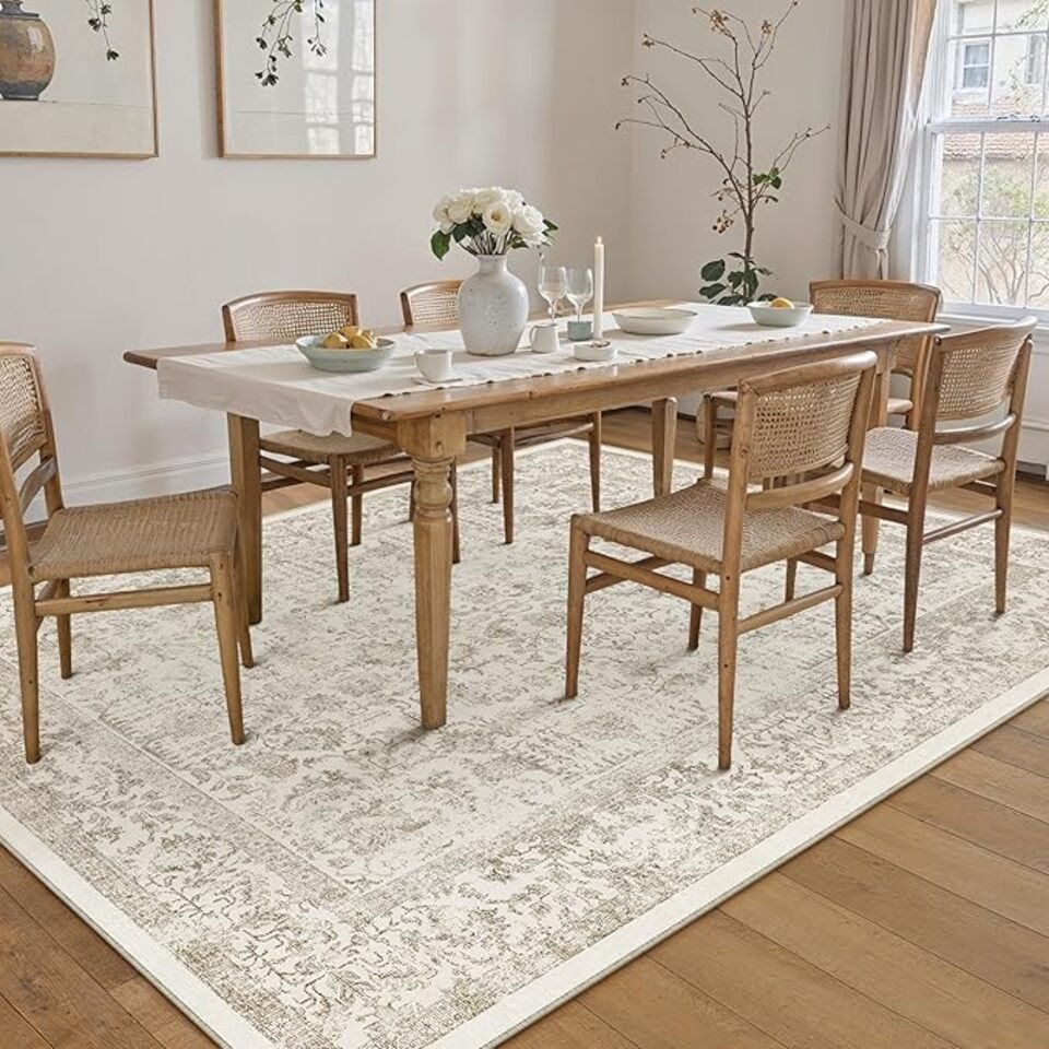 PURECOZY Teppich kurzflor, Wohnzimmerteppich, rutschfester Teppich, Vintage-Stil, rechteckig, Höhe: 6.1 mm, geeignet für verschiedene Innenräume – Bild 2 von 5