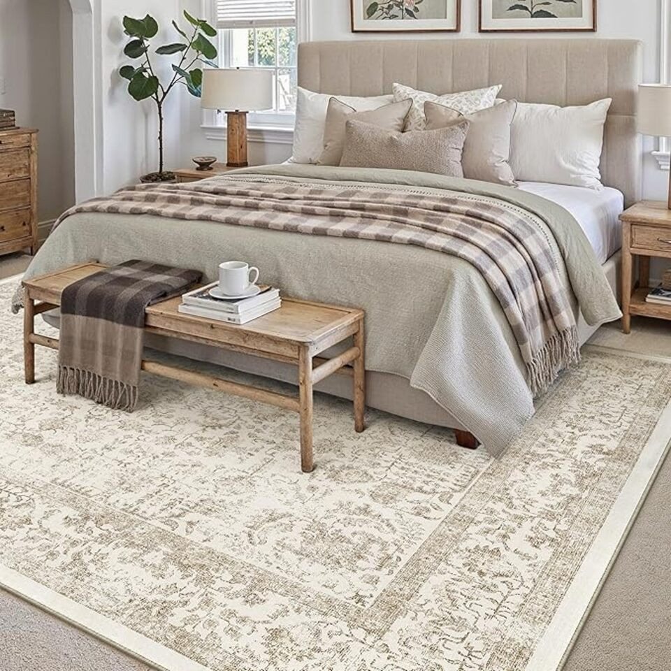 PURECOZY Teppich kurzflor, Wohnzimmerteppich, rutschfester Teppich, Vintage-Stil, rechteckig, Höhe: 6.1 mm, geeignet für verschiedene Innenräume – Bild 3 von 5