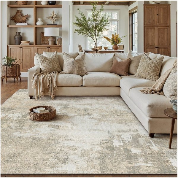 PURECOZY Teppich Kurzflor, modern abstrakt Scandi-Look, waschbar & weich, Rechteckig, Höhe: 5 mm, geeignet für Innenräume, 120x180, 160x230, 200x300, 300x400 cm