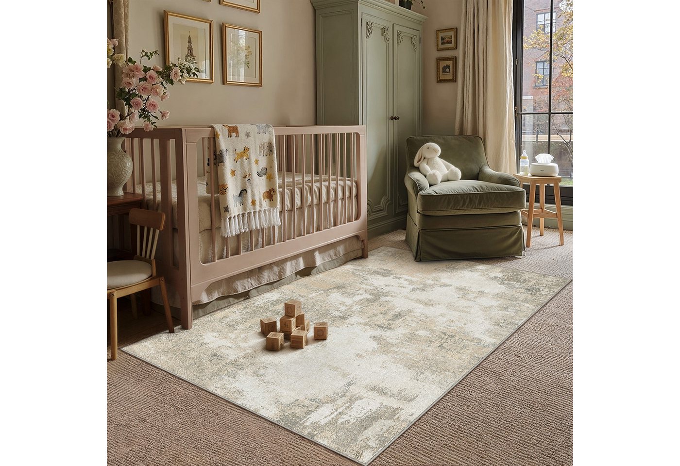 PURECOZY Teppich Kurzflor, modern abstrakt Scandi-Look, waschbar & weich, Rechteckig, Höhe: 5 mm, geeignet für Innenräume, 120x180, 160x230, 200x300, 300x400 cm – Bild 2 von 5