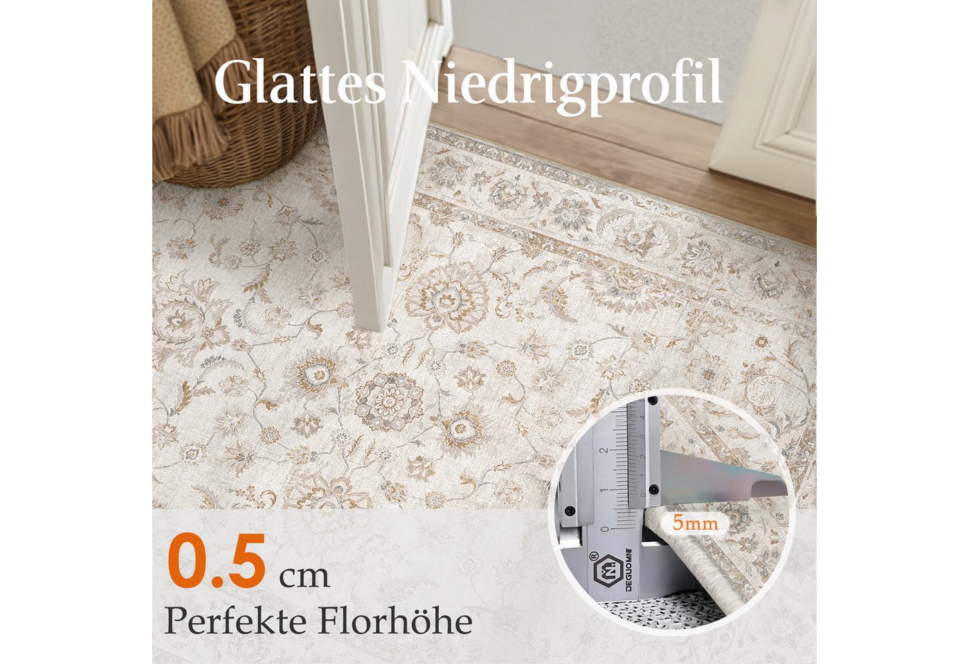 PURECOZY Teppich Kurzflor, weich & rutschfest, waschbar für Wohnzimmer und Schlafzimmer, Rechteckig, Höhe: 5 mm, Verfügbare Größen: 120x180, 160x230, 200x300, 3 – Bild 4 von 5