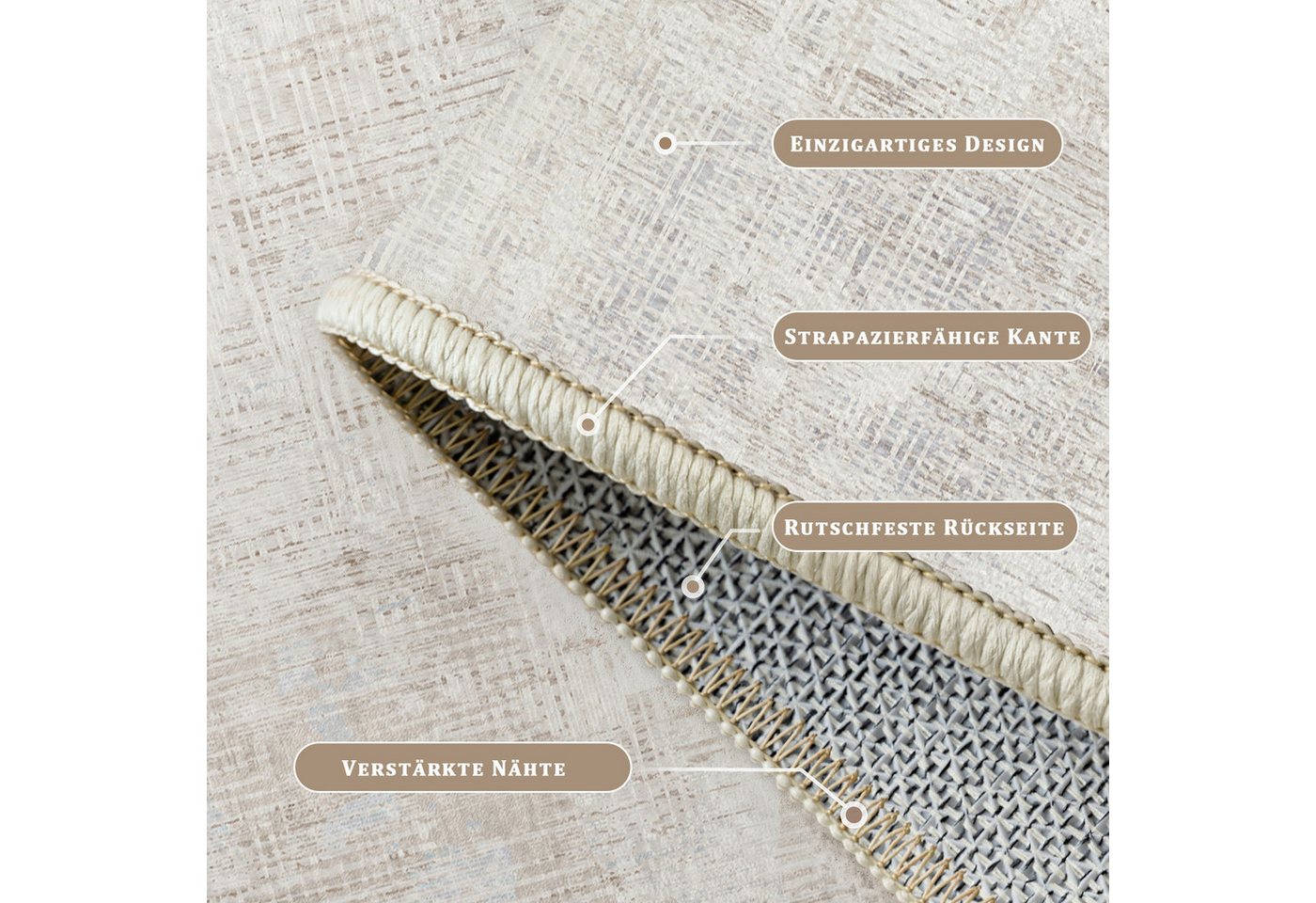 PURECOZY Teppich kurzflor, Wohnzimmerteppich, rutschfester Teppich, Abstrakter Stil, rechteckig, Höhe: 6.1 mm, geeignet für verschiedene Innenräume, 60x180cm – Bild 3 von 5