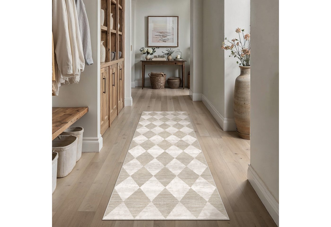 PURECOZY Teppich Kurzflor, Moderner karierter Teppich, waschbar und rutschfest, rechteckig, Höhe: 6.1 mm, geeignet für verschiedene Innenräume – Bild 2 von 5