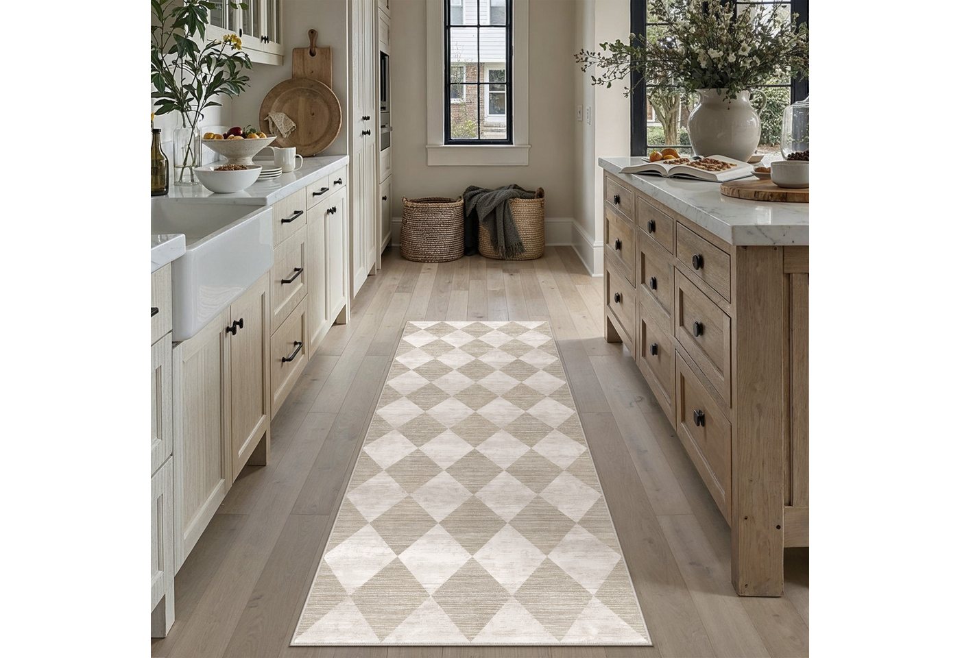 PURECOZY Teppich Kurzflor, Moderner karierter Teppich, waschbar und rutschfest, rechteckig, Höhe: 6.1 mm, geeignet für verschiedene Innenräume – Bild 3 von 5