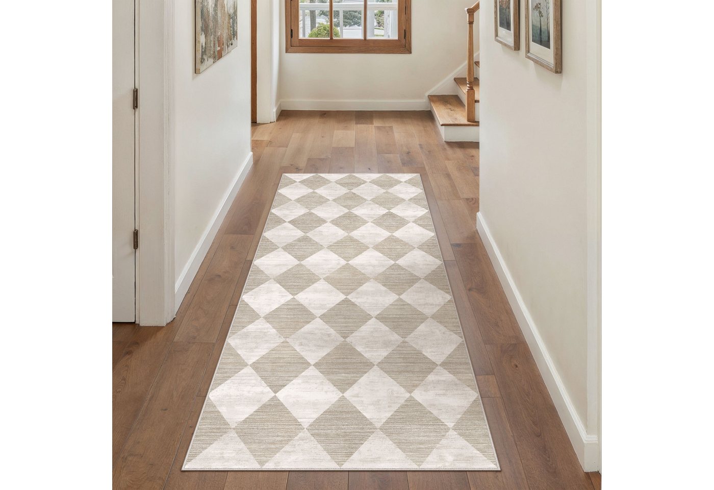 PURECOZY Teppich Kurzflor, Moderner karierter Teppich, waschbar und rutschfest, rechteckig, Höhe: 6.1 mm, geeignet für verschiedene Innenräume – Bild 4 von 5