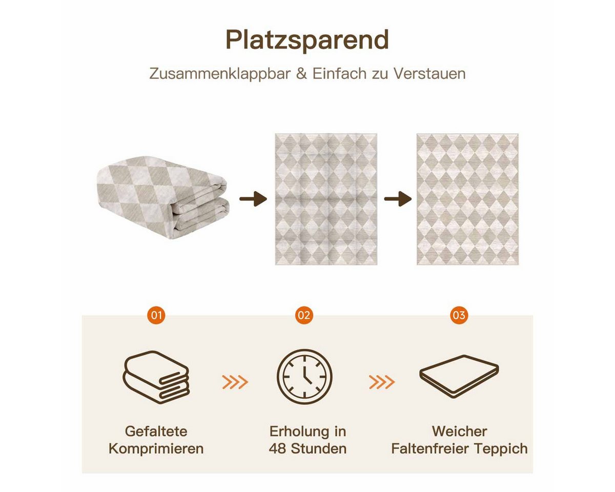 PURECOZY Teppich Kurzflor, Moderner karierter Teppich, waschbar und rutschfest, rechteckig, Höhe: 6.1 mm, geeignet für verschiedene Innenräume – Bild 5 von 5