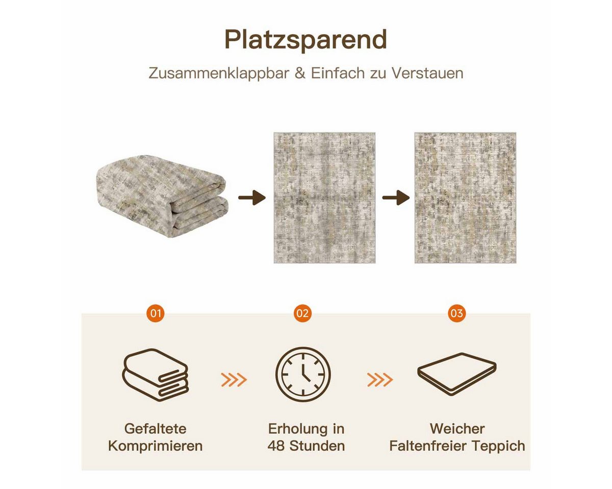 PURECOZY Teppich kurzflor, Wohnzimmerteppich, rutschfester Teppich, Abstrakter Stil, rechteckig, Höhe: 6.1 mm, geeignet für verschiedene Innenräume, 60x90cm – Bild 4 von 5