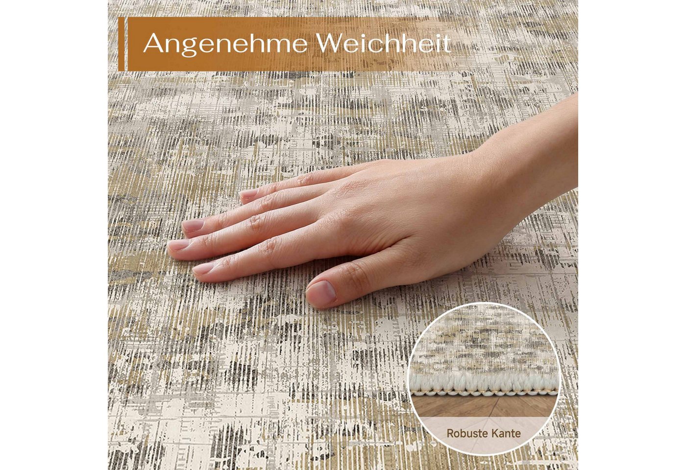 PURECOZY Teppich kurzflor, Wohnzimmerteppich, rutschfester Teppich, Abstrakter Stil, rechteckig, Höhe: 6.1 mm, geeignet für verschiedene Innenräume, 60x90cm – Bild 5 von 5