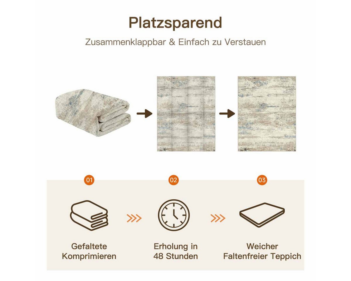 PURECOZY Teppich Kurzflor, Abstrakter Stil, Rutschfest und Waschbar, rechteckig, Höhe: 6.1 mm, geeignet für verschiedene Innenräume, 60x90 cm – Bild 3 von 5