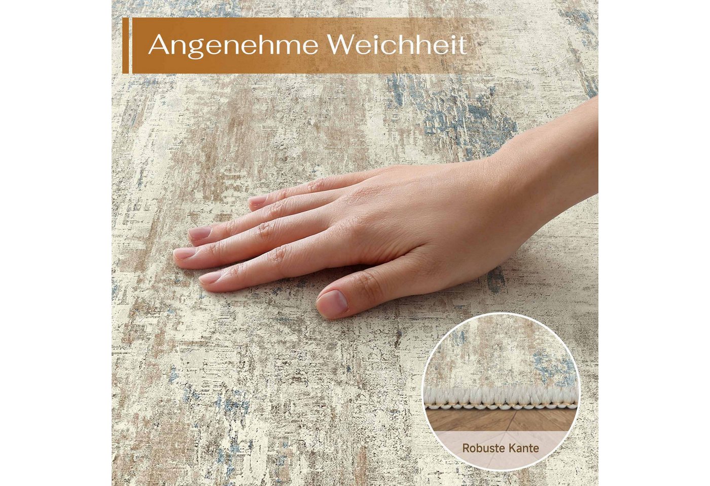 PURECOZY Teppich Kurzflor, Abstrakter Stil, Rutschfest und Waschbar, rechteckig, Höhe: 6.1 mm, geeignet für verschiedene Innenräume, 60x90 cm – Bild 4 von 5