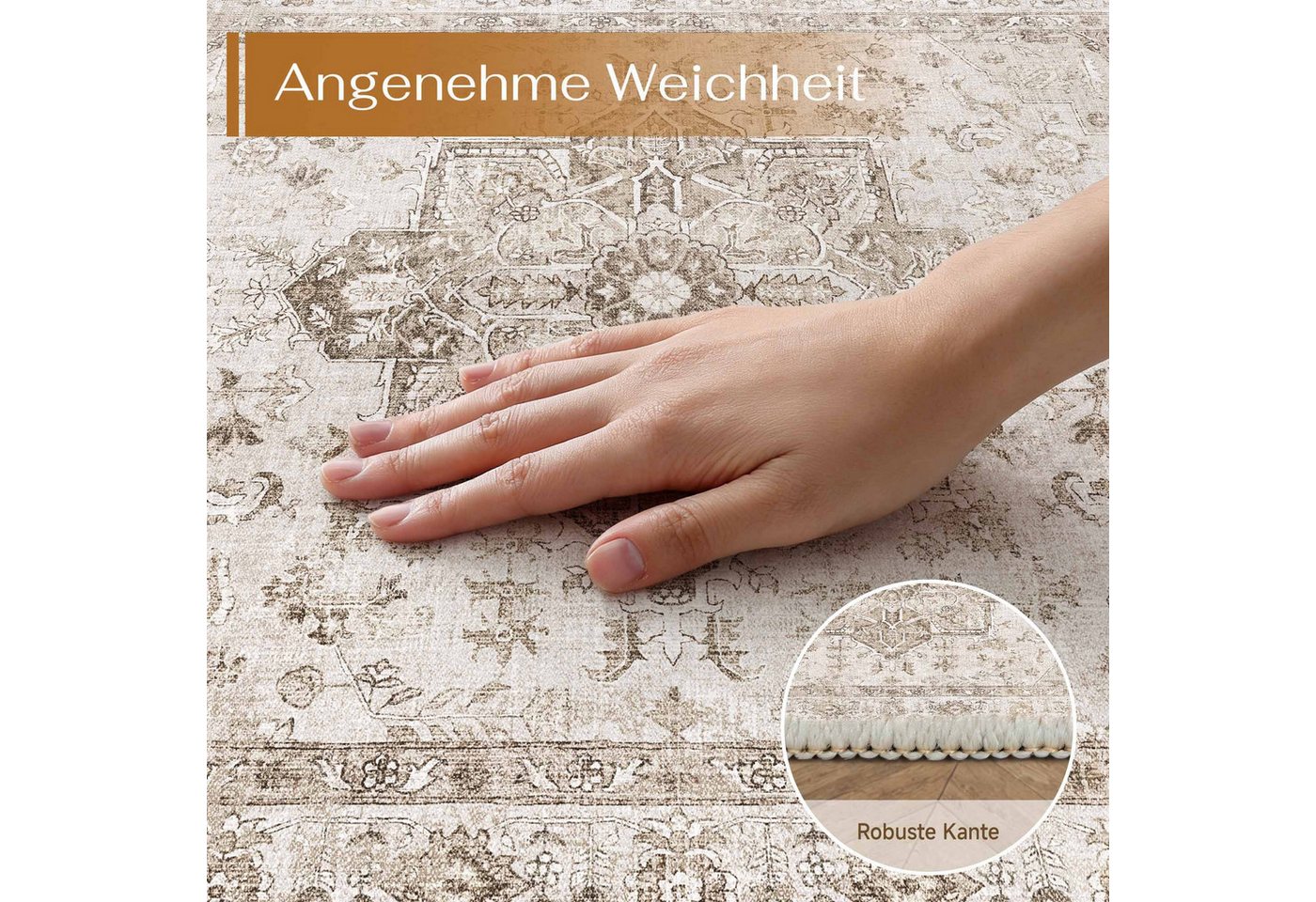 PURECOZY Teppich Kurzflor Perserteppich, waschbar, rutschfest, weich & kuschelig, Rechteckig, Höhe: 5 mm, 120×180, 160×230, 200×300, 300×400 cm, geeignet für di – Bild 4 von 5