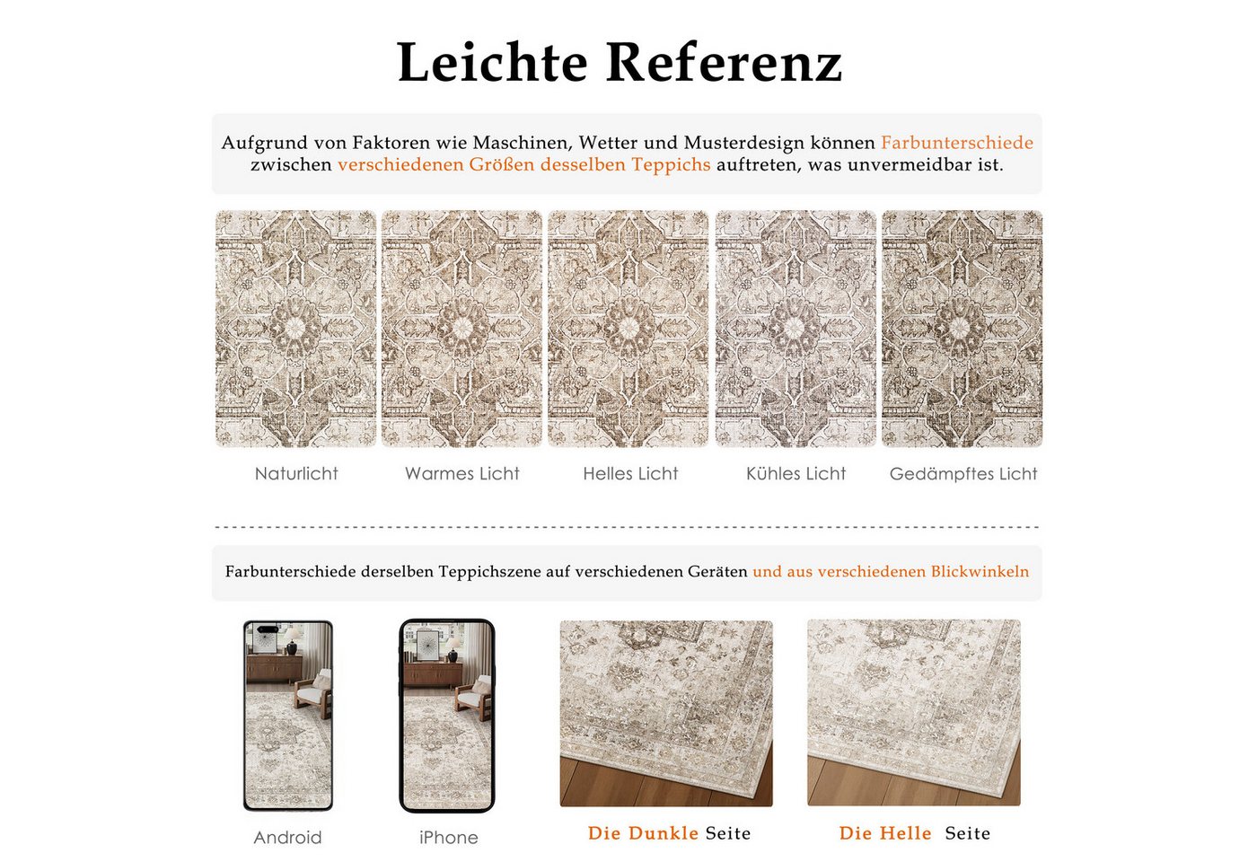 PURECOZY Teppich Kurzflor Perserteppich, waschbar, rutschfest, weich & kuschelig, Rechteckig, Höhe: 5 mm, 120×180, 160×230, 200×300, 300×400 cm, geeignet für di – Bild 5 von 5