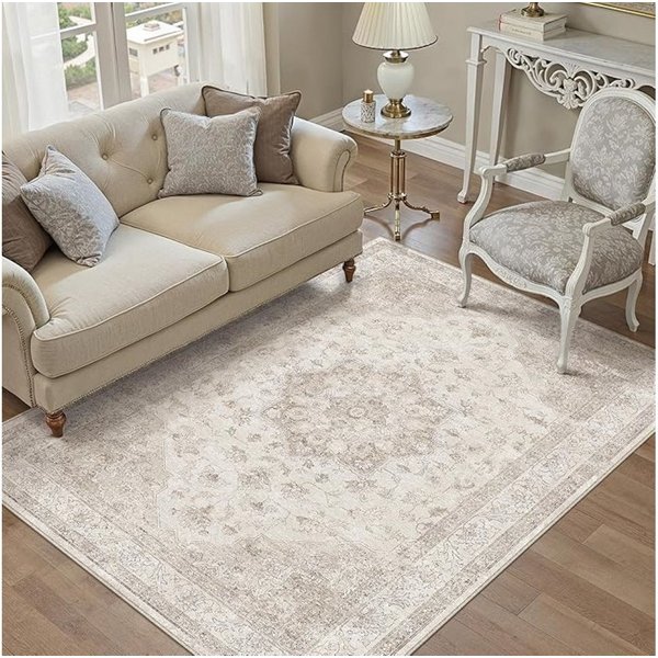 PURECOZY Teppich Kurzflor & Weich, Waschbar & Pflegeleicht, Retro-Design, Rechteckig, Höhe: 6.1 mm, geeignet für verschiedene Innenräume