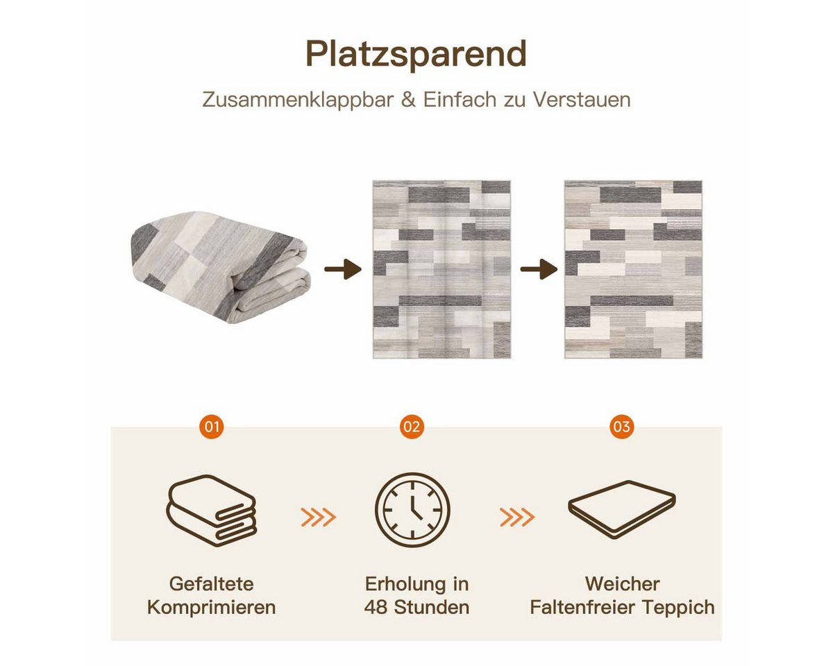 PURECOZY Teppich Kurzflor & Weich, Waschbar & Pflegeleicht, Modernes Design, Rechteckig, Höhe: 6.1 mm, geeignet für verschiedene Innenräume – Bild 4 von 5