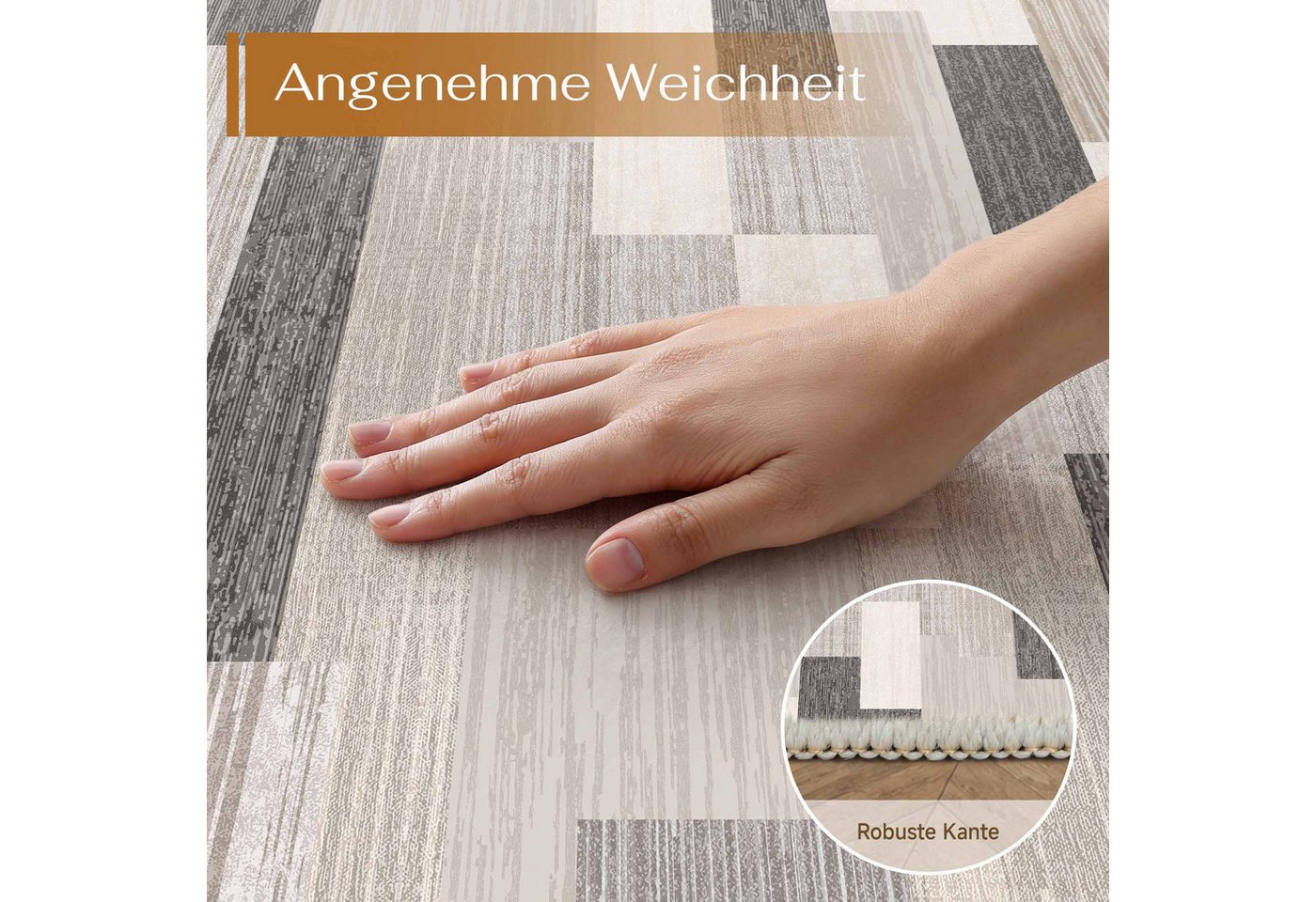 PURECOZY Teppich Kurzflor & Weich, Waschbar & Pflegeleicht, Modernes Design, Rechteckig, Höhe: 6.1 mm, geeignet für verschiedene Innenräume – Bild 5 von 5