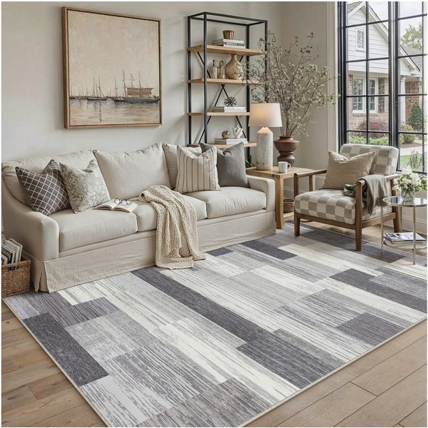 PURECOZY Teppich Kurzflor & Weich, Waschbar & Pflegeleicht, Modernes Design, Rechteckig, Höhe: 6.1 mm, geeignet für verschiedene Innenräume