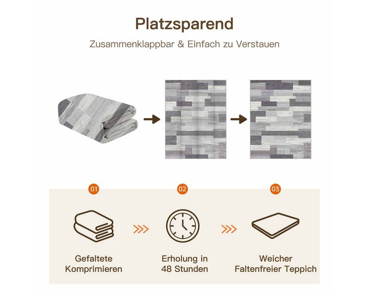 PURECOZY Teppich Kurzflor & Weich, Waschbar & Pflegeleicht, Modernes Design, Rechteckig, Höhe: 6.1 mm, geeignet für verschiedene Innenräume – Bild 4 von 5