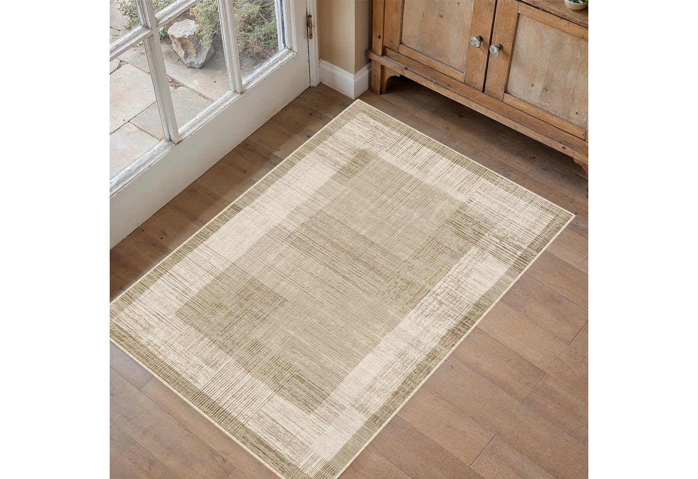 PURECOZY Teppich Kurzflor, Moderner Braun Teppich für Eingangsbereich Küche Büro, rechteckig, Höhe: 6.1 mm, Rutschfest, waschbar und pflegeleicht – Bild 2 von 5