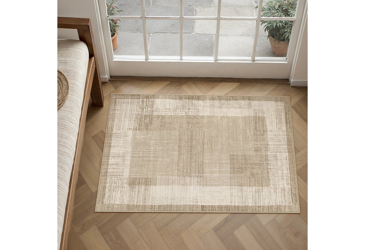 PURECOZY Teppich Kurzflor, Moderner Braun Teppich für Eingangsbereich Küche Büro, rechteckig, Höhe: 6.1 mm, Rutschfest, waschbar und pflegeleicht – Bild 3 von 5