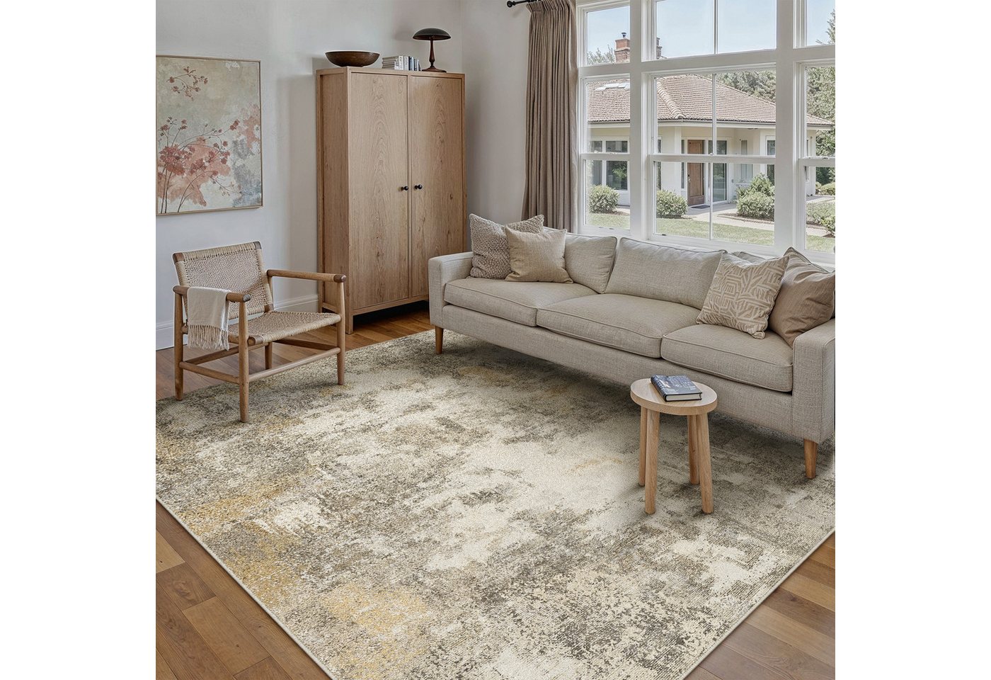 PURECOZY Teppich Kurzflor, modern abstrakt Scandi-Look, waschbar & weich, Rechteckig, Höhe: 5 mm, geeignet für Innenräume, 120x180, 160x230, 200x300, 300x400 cm – Bild 2 von 5