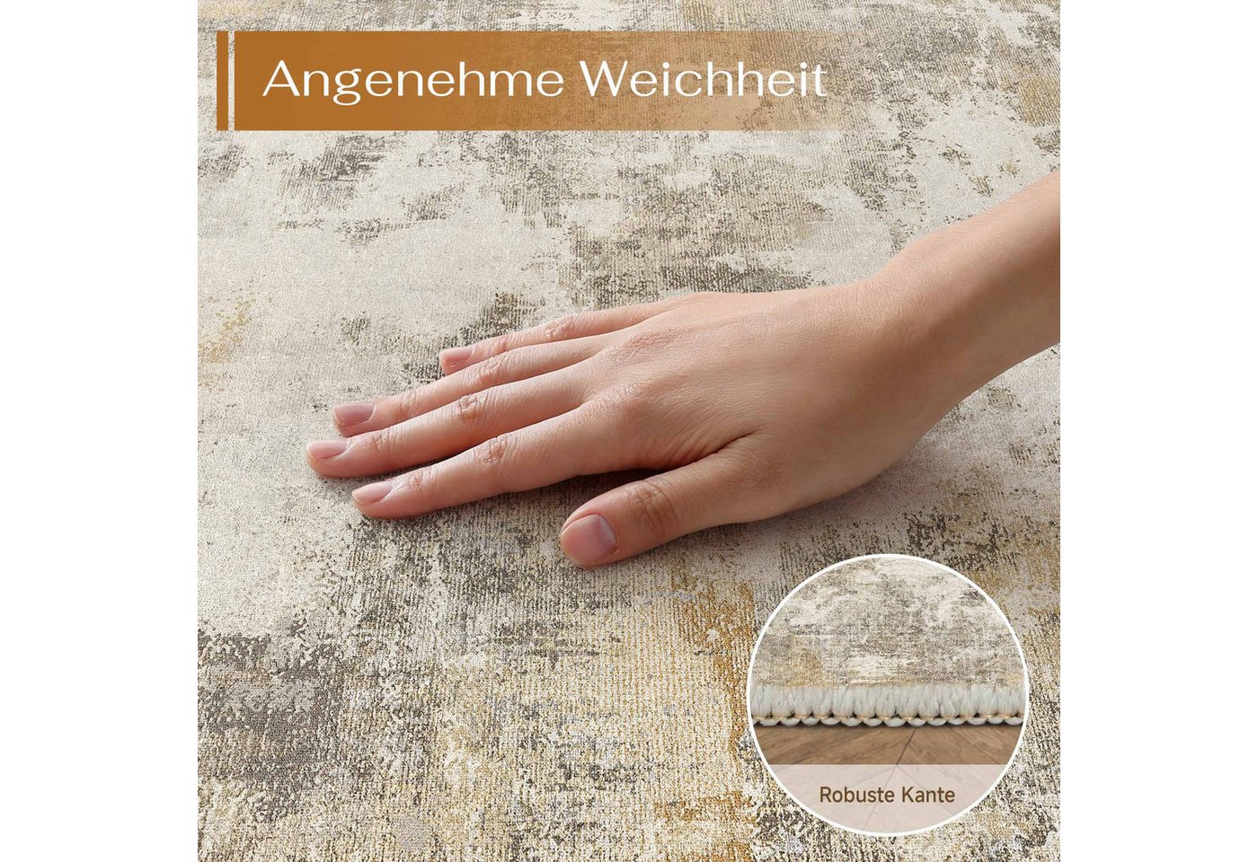 PURECOZY Teppich Kurzflor, modern abstrakt Scandi-Look, waschbar & weich, Rechteckig, Höhe: 5 mm, geeignet für Innenräume, 120x180, 160x230, 200x300, 300x400 cm – Bild 3 von 5