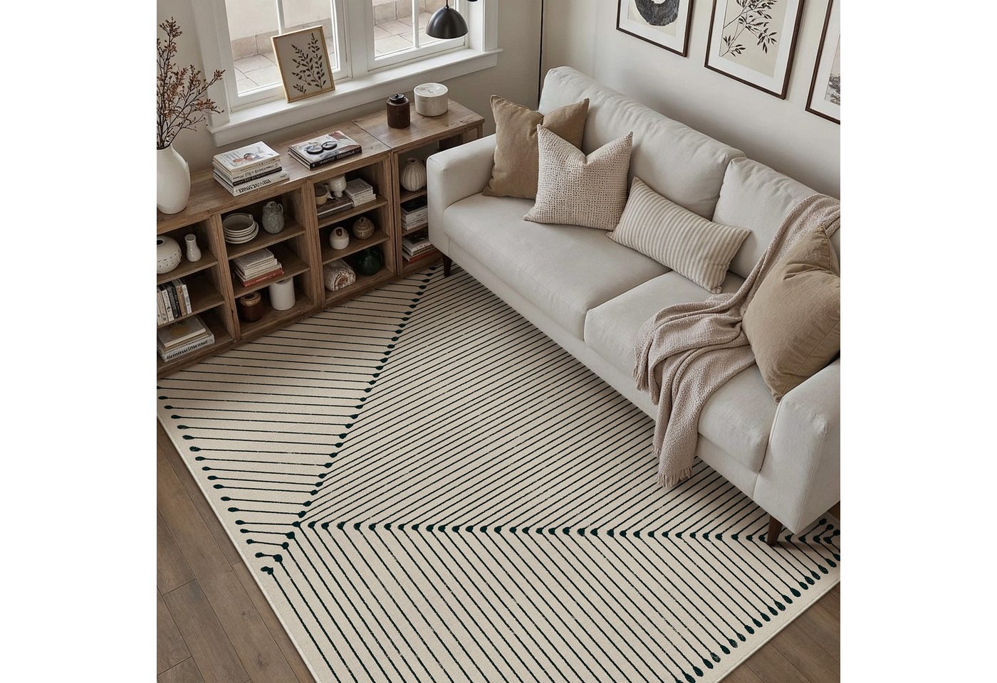 PURECOZY Teppich mit Scandi-Look, kurzflorig, waschbar, rutschfest, weich & kuschelig, Rechteckig, Höhe: 5 mm, 120x180, 160x230, 200x300, 300x400 cm für verschi – Bild 2 von 5