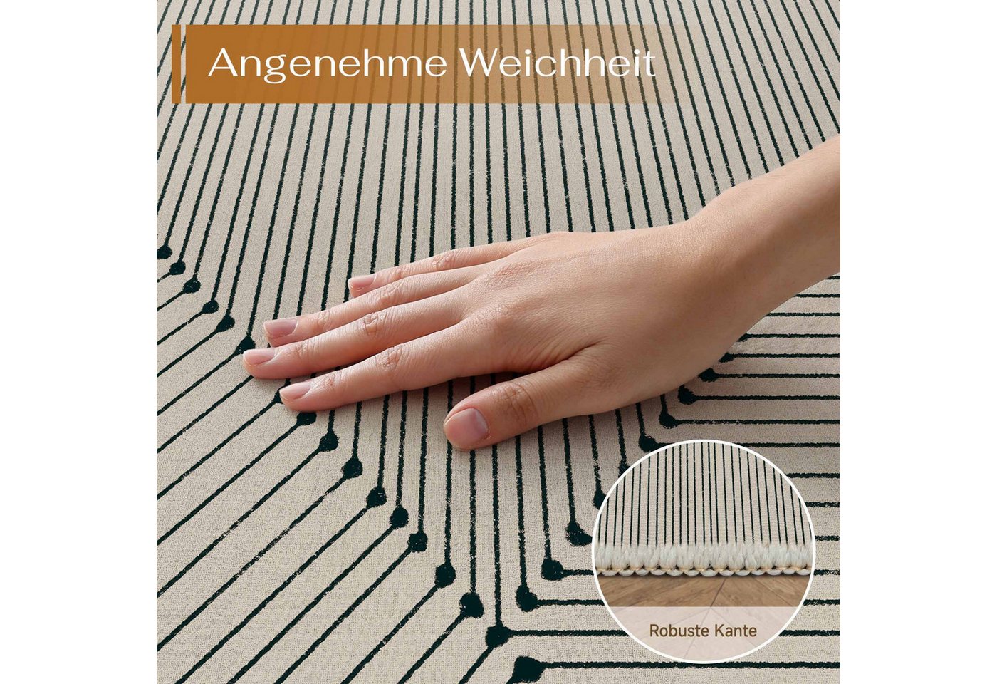 PURECOZY Teppich mit Scandi-Look, kurzflorig, waschbar, rutschfest, weich & kuschelig, Rechteckig, Höhe: 5 mm, 120x180, 160x230, 200x300, 300x400 cm für verschi – Bild 3 von 5