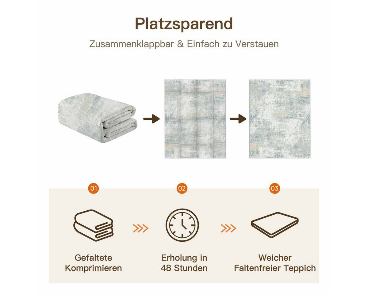 PURECOZY Teppich Moderner Abstrakter Stil, Kurzflor & Weich, Waschbar & Pflegeleicht, Rechteckig, Höhe: 6.1 mm, Geeignet für verschiedene Innenräume, 60 x 90 cm – Bild 3 von 5