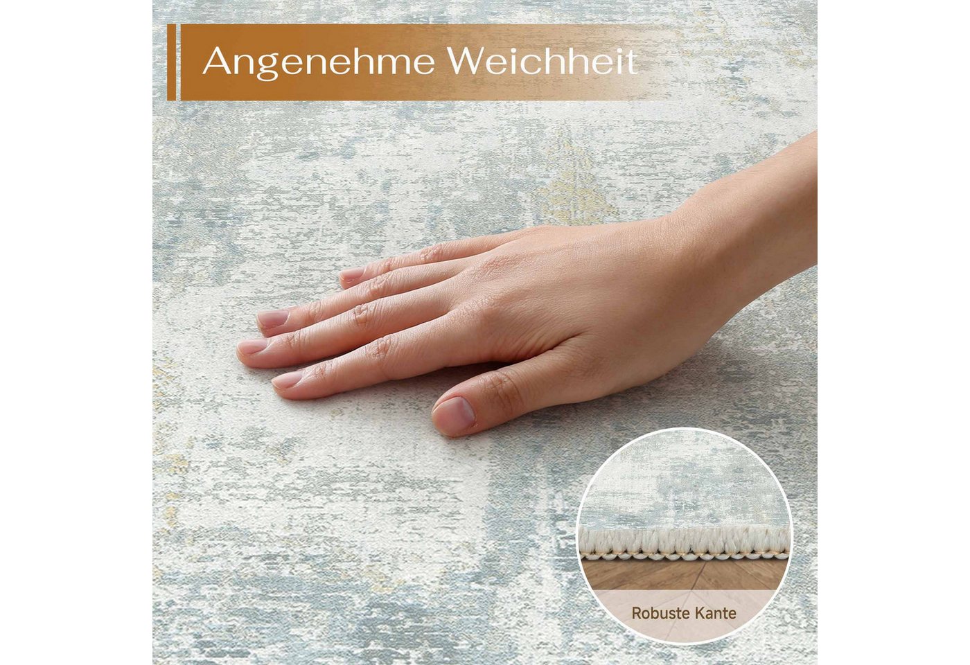 PURECOZY Teppich Moderner Abstrakter Stil, Kurzflor & Weich, Waschbar & Pflegeleicht, Rechteckig, Höhe: 6.1 mm, Geeignet für verschiedene Innenräume, 60 x 90 cm – Bild 4 von 5