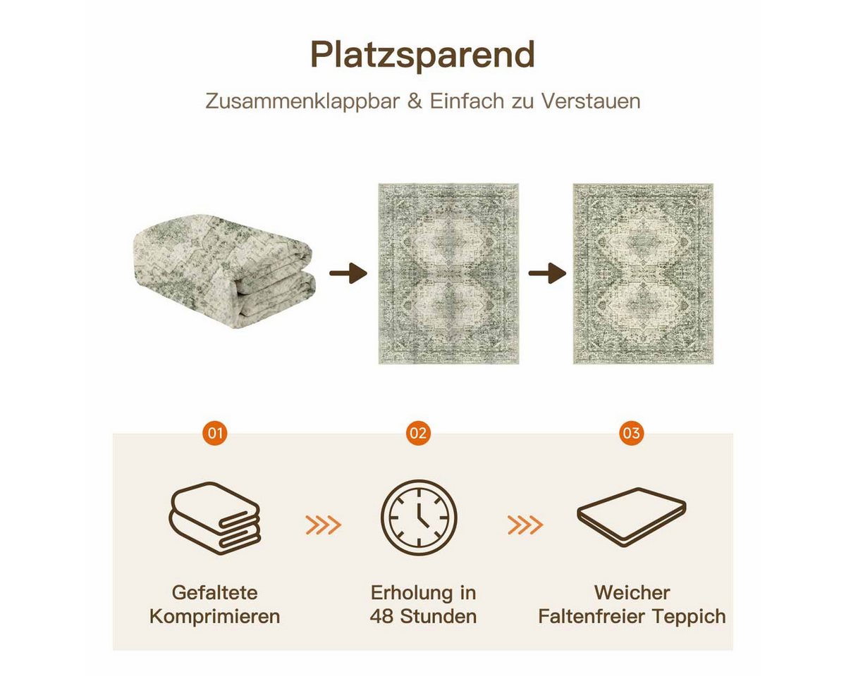 PURECOZY Teppich Moderner Boho-Stil, Kurzflor & Weich, waschbar & pflegeleicht, Rechteckig, Höhe: 6.1 mm, Rechteckig, geeignet für verschiedene Innenräume – Bild 3 von 5