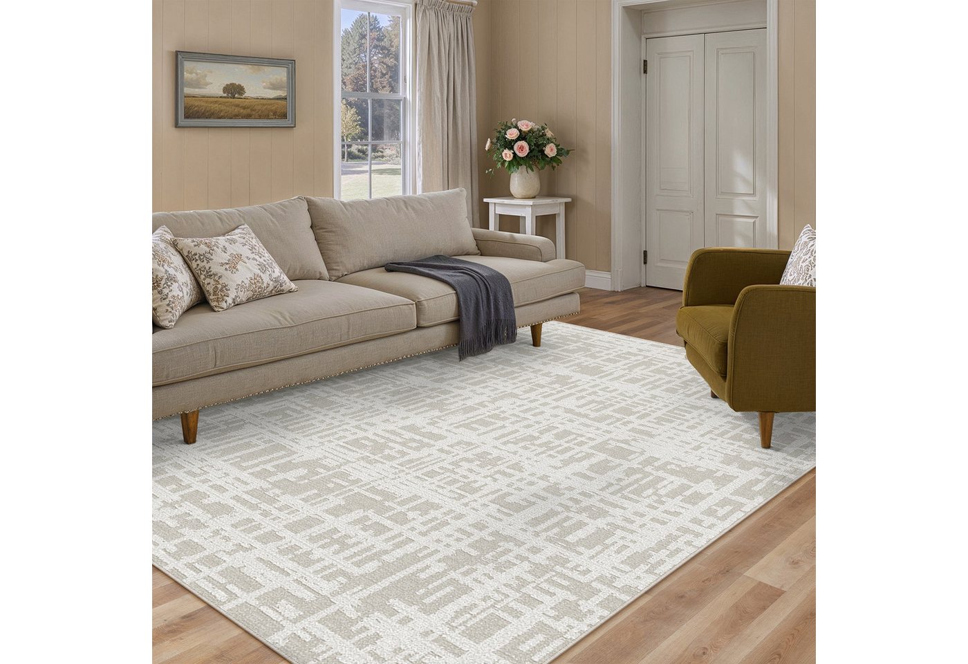 PURECOZY Teppich moderner Kurzflor Teppich, weich & kuschelig für diverse Innenräume, Rechteckig, Höhe: 5 mm, waschbar, rutschfest, 120x180, 160x230, 200x300, 3 – Bild 2 von 5