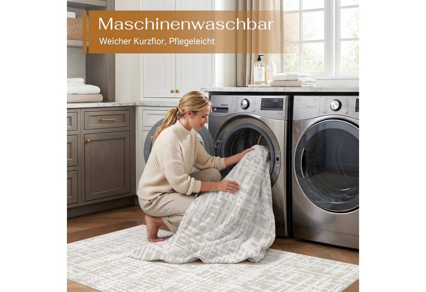 PURECOZY Teppich moderner Kurzflor Teppich, weich & kuschelig für diverse Innenräume, Rechteckig, Höhe: 5 mm, waschbar, rutschfest, 120x180, 160x230, 200x300, 3 – Bild 5 von 5