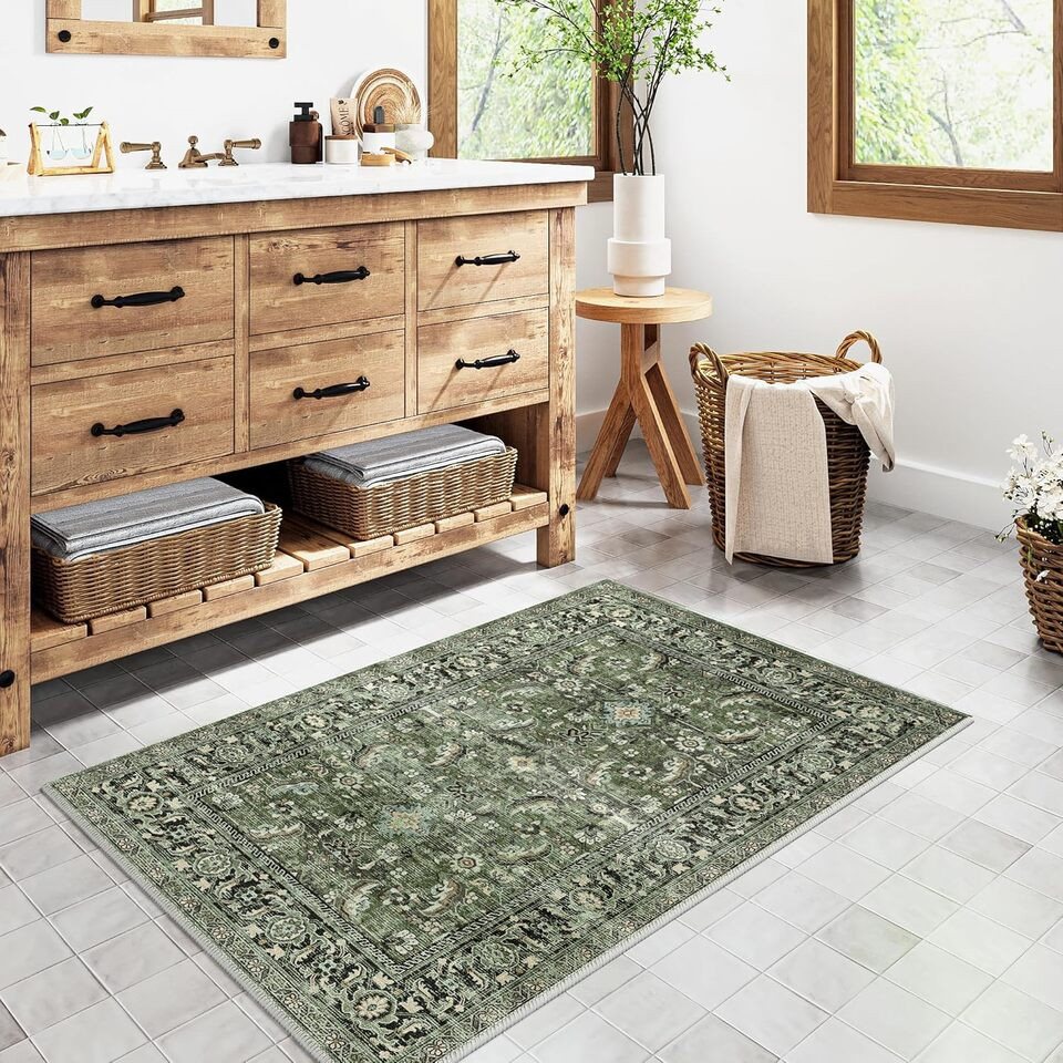 PURECOZY Teppich Wohnzimmerteppich, rutschfester Teppich, Retro-Stil, rechteckig, Höhe: 6.1 mm, geeignet für verschiedene Innenräume – Bild 2 von 5
