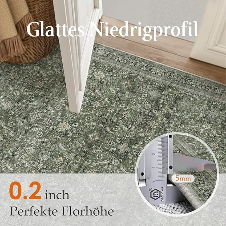 PURECOZY Teppich Wohnzimmerteppich, rutschfester Teppich, Retro-Stil, rechteckig, Höhe: 6.1 mm, geeignet für verschiedene Innenräume – Bild 3 von 5