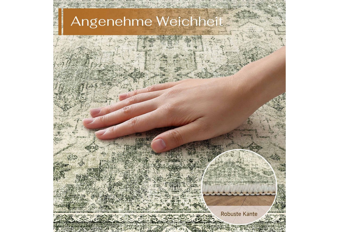 PURECOZY Teppich Wohnzimmerteppich, rutschfester Teppich, Retro-Stil, rechteckig, Höhe: 6.1 mm, geeignet für verschiedene Innenräume – Bild 5 von 5