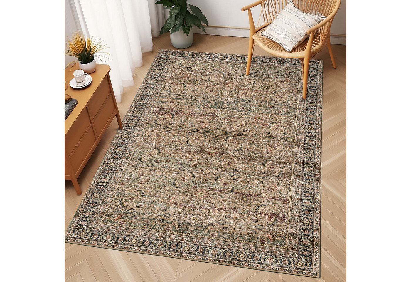 PURECOZY Teppich Wohnzimmerteppich, rutschfester Teppich, Retro-Stil, rechteckig, Höhe: 5 mm, geeignet für verschiedene Innenräume, 120x180cm – Bild 2 von 5