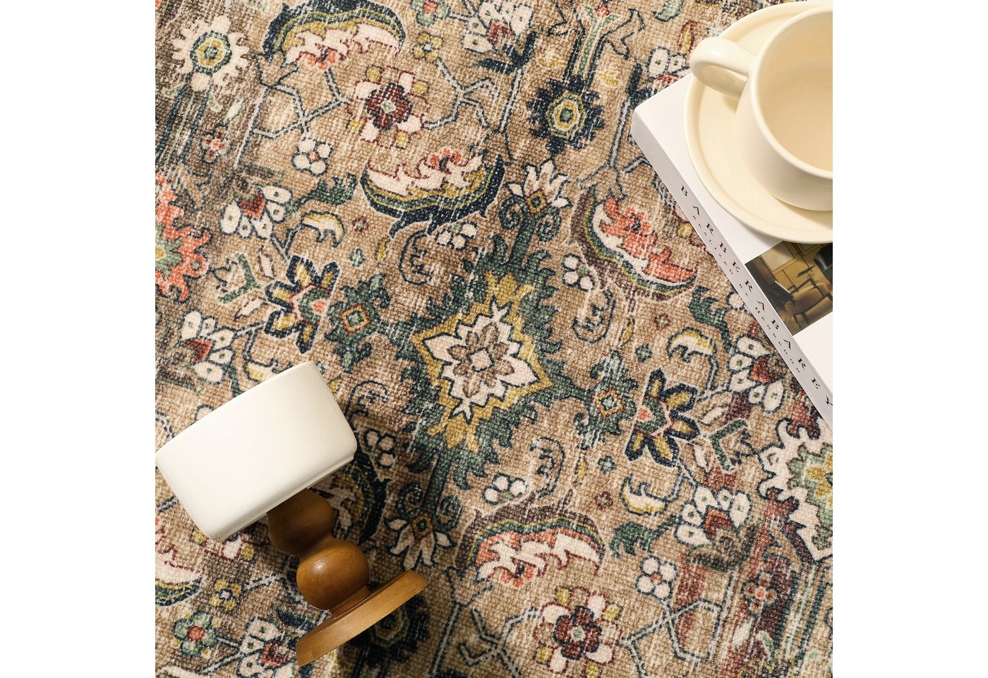 PURECOZY Teppich Wohnzimmerteppich, rutschfester Teppich, Retro-Stil, rechteckig, Höhe: 5 mm, geeignet für verschiedene Innenräume, 120x180cm – Bild 3 von 5